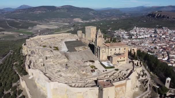 Preciosa Vista Área Del Castillo Mota Alcal Real Jan — Vídeos de Stock