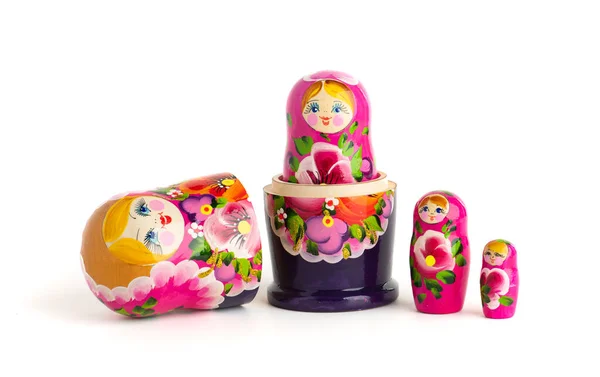 Russian Matryoshka Dolls Diverse Dimensioni Matrioska Tradizionale Impostato Fila Set — Foto Stock
