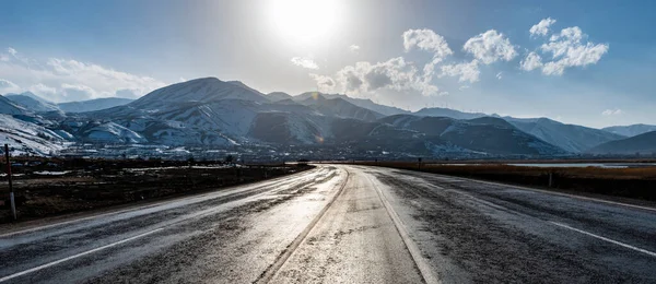 stock image Beautiful road landscape with snowy mountains. Van, Turkey.4