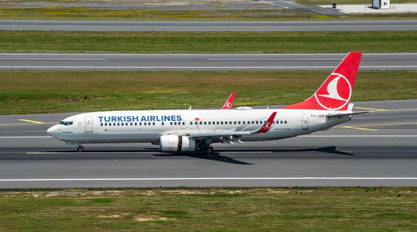 土耳其伊斯坦布尔 2023年6月3日 土耳其航空公司波音737 800 Jva 降落在伊斯坦布尔机场 飞机名称 Sultanbeyli — 图库照片
