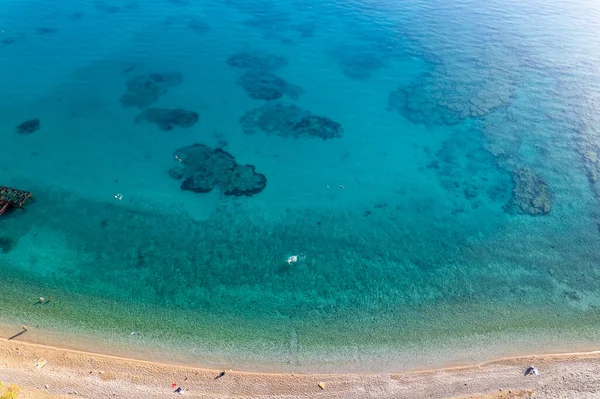 Luftaufnahme Des Meeres Sonniger Tag Sommer Tropische Landschaft Mit Klarem — Stockfoto