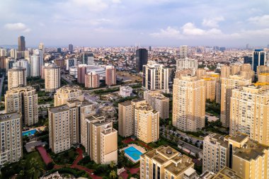 Atasehir İlçesi, İstanbul, Türkiye. Atasehir gökdelenleri olan modern bir bölge. Atasehir, İstanbul 'un Anadolu bölgesinde..