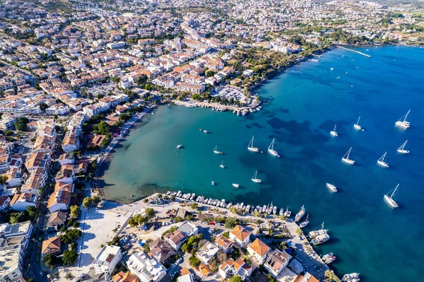 Datca Mugla Turkije Luchtfoto Van Datca Prachtig Uitzicht Zee Jachthaven — Stockfoto