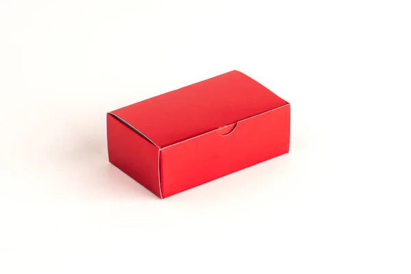 Red Cardboard Box Isolated White Background Box Mockup Design Business — Stock Photo, Image