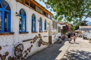 Mugla, Türkiye - 13 Eylül 2023: Eski Datca İlçesi (Eski Datca), Mugla, Türkiye. Eski Datca 'nın güzel manzarası.