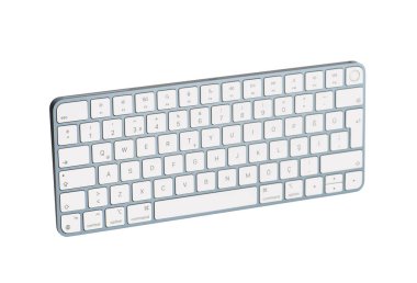 İstanbul, Türkiye - 7 Aralık 2023: Apple Magic Q (qwerty) Klavye. Mac modelleri için Dokunmatik Kimlikli Sihirli Klavye.