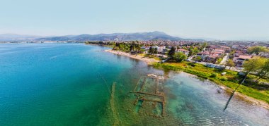 Bursa 'nın İznik ilçesi, Türkiye. Iznik, Bursa City 'nin güzel bir kasabasıdır. İHA atışı.