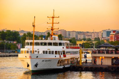 İstanbul, Türkiye - 31 Mayıs 2024: İstanbul feribotu. Güzel İstanbul boğaz manzarası. İstanbul, Türkiye.