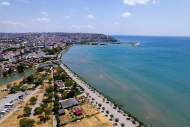 Silivri, İstanbul. İstanbul 'un Silivri ilçesinin hava manzarası. Silivri plaj manzarası.