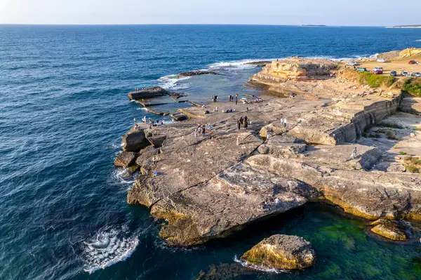 stock image Kefken Pink Rocks (Pembe Kayalar). Famous rocks in Kandira, Kocaeli, Turkey. Pink Rocks aerial view. Drone shot.