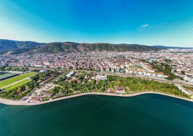 Korfez, Kocaeli, Türkiye. Korfez, Kocaeli ilinin bir ilçesidir. İnsansız hava aracı ile hava görüntüsü.