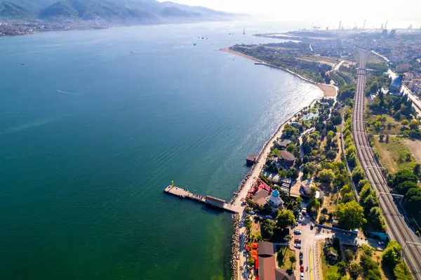 stock image Derince, Kocaeli, Turkey. Derince is a town in Kocaeli province, Turkey. Aerial view with drone.