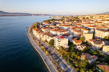 Golcuk 'un Degirmendere İlçesi. Kocaeli, Türkiye. Golcuk, Kocaeli ilinin Merkez ilçesine bağlı bir beldedir. İnsansız hava aracı ile hava görüntüsü.