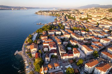 Golcuk 'un Degirmendere İlçesi. Kocaeli, Türkiye. Golcuk, Kocaeli ilinin Merkez ilçesine bağlı bir beldedir. İnsansız hava aracı ile hava görüntüsü.