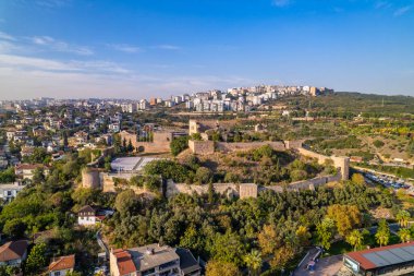 Eskihisar Castle in Gebze. Kocaeli City, Turkey. Aerial view with drone. clipart