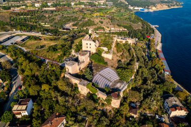 Eskihisar Castle in Gebze. Kocaeli City, Turkey. Aerial view with drone. clipart