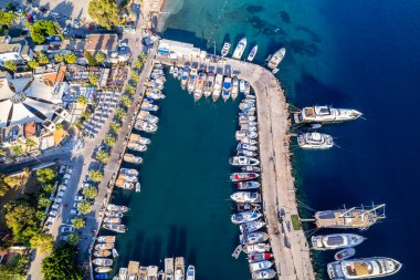 Gundogan Bay of Bodrum. Mugla, Turkey. Aerial panoramic view of Gundogan Bay. Drone shot. clipart