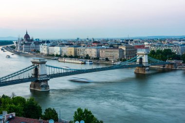 BUDAPEST, HUNGARY - 18 Temmuz 2017: Buda Kalesi manzarası. Budapeşte, Macaristan.