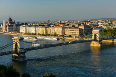 BUDAPEST, HUNGARY - 18 Temmuz 2017: Buda Kalesi manzarası. Budapeşte, Macaristan.