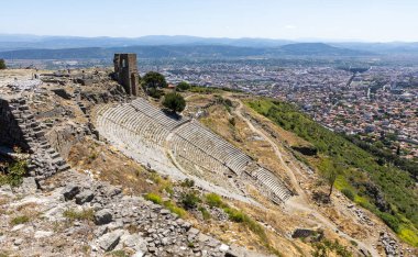 Bergama 'daki Pergamon Akropolis Amfitiyatrosu. İzmir, Türkiye. Pergamon Antik Şehir.