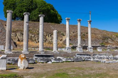 Bergama Asklepion Arkeoloji Bölgesi, Bergama. İzmir, Türkiye. Asklepion antik Yunanistan 'daki tapınağı iyileştiriyor.