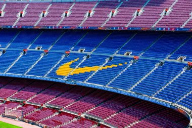 Barcelona, İspanya - 28 Mayıs 2016: Kamp Nou. Nou Kampı 'nın panoramik manzarası. Futbol kulübü Barcelona 'nın stadyumu..