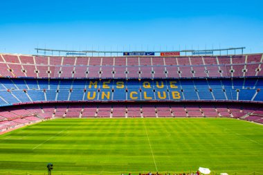 Barcelona, İspanya - 28 Mayıs 2016: Kamp Nou. Nou Kampı 'nın panoramik manzarası. Futbol kulübü Barcelona 'nın stadyumu..