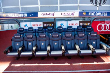 Barselona, İspanya - 28 Mayıs 2016: Nou Kampı. Nou Kampı 'nın manzarası. Futbol kulübü Barcelona 'nın stadyumu..