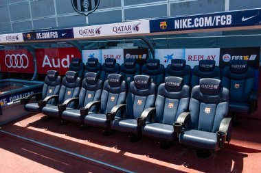 Barselona, İspanya - 28 Mayıs 2016: Nou Kampı. Nou Kampı 'nın manzarası. Futbol kulübü Barcelona 'nın stadyumu..