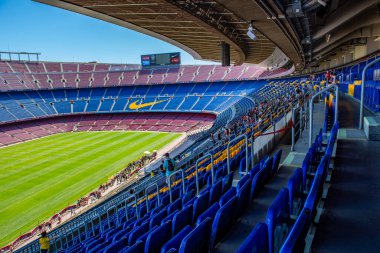 Barselona, İspanya - 28 Mayıs 2016: Nou Kampı. Nou Kampı 'nın manzarası. Futbol kulübü Barcelona 'nın stadyumu..