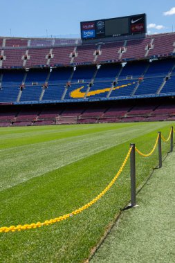 Barselona, İspanya - 28 Mayıs 2016: Nou Kampı. Nou Kampı 'nın manzarası. Futbol kulübü Barcelona 'nın stadyumu..