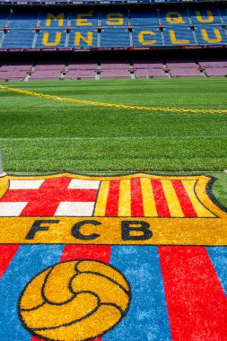 Barselona, İspanya - 28 Mayıs 2016: Nou Kampı. Nou Kampı 'nın manzarası. Futbol kulübü Barcelona 'nın stadyumu..
