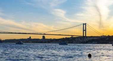İstanbul, Türkiye. Panoramik İstanbul gün batımı manzarası. Güzel İstanbul manzarası.