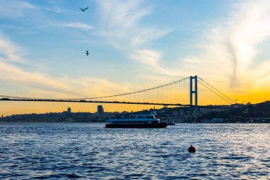 İstanbul, Türkiye. Panoramik İstanbul gün batımı manzarası. Güzel İstanbul manzarası.