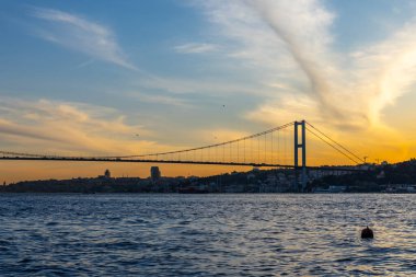 İstanbul, Türkiye. Panoramik İstanbul gün batımı manzarası. Güzel İstanbul manzarası.