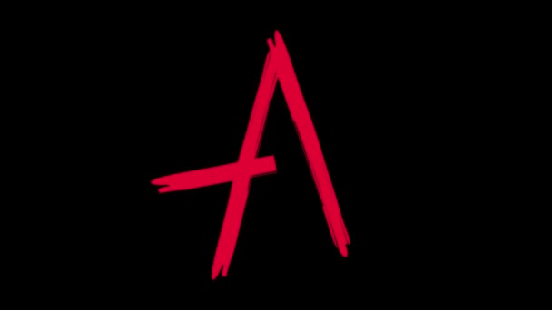Appearance Disappearance Anarchy Sign Red Color Alpha Channel Looped Animation — Stock Video