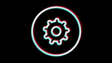 Mekanik dişli ikonu. Arıza etkisi. İş ikonu. Alfa kanalı. Döngülü canlandırma