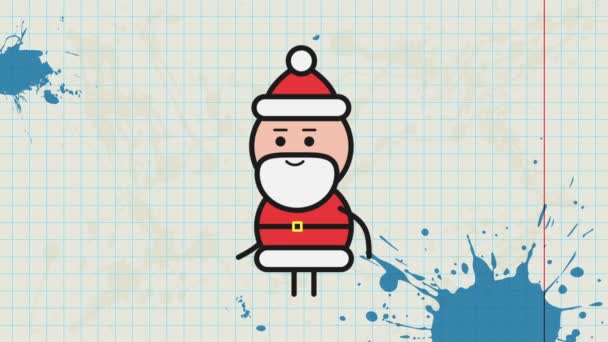 Kerstman Tas Met Geschenken Wensen Vrolijk Kerstfeest Een Videokaart Loopanimatie — Stockvideo