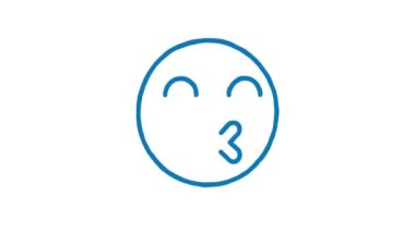 Duygusal öpücükler, kapalı gözler. Animasyon karalama simgesi. Alfa kanalı. Döngülü canlandırma