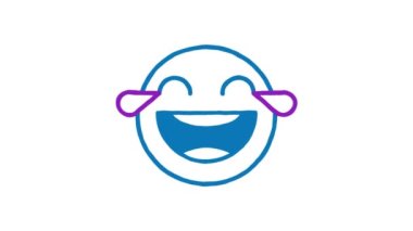 Duygusal gülüşler, gözlerinde yaşlarla. Animasyon karalama simgesi. Alfa kanalı. Döngülü canlandırma