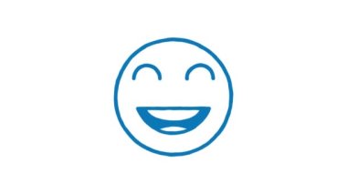 Duygusal gülüşler kapalı gözlerle. Animasyon karalama simgesi. Alfa kanalı. Döngülü canlandırma