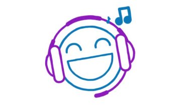 Emoticon ikinci seçenekle müzik dinliyor. Animasyon karalama simgesi. Alfa kanalı. Döngülü canlandırma