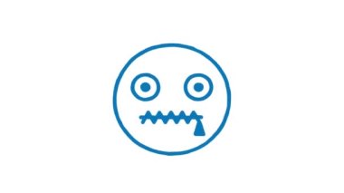 Duygusal ağızlar kilitlendi. Animasyon karalama simgesi. Alfa kanalı. Döngülü canlandırma