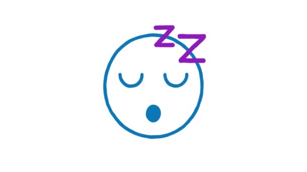 Emoticon Tidur Emosi Corat Coret Yang Teranimasi Saluran Alpha Animasi — Stok Video