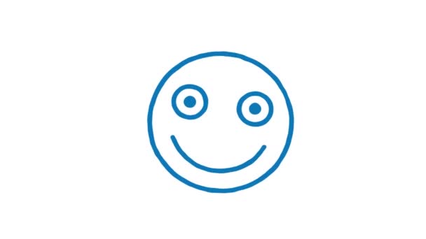 Emoticon Uśmiecha Się Mruga Animowany Emotikon Bazgrołów Kanał Alpha Animacja — Wideo stockowe