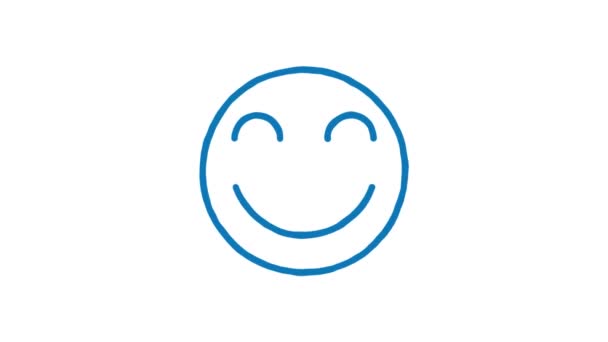 Emoticon Glimlachend Met Gesloten Ogen Geanimeerde Doodle Emoticon Alfa Kanaal — Stockvideo