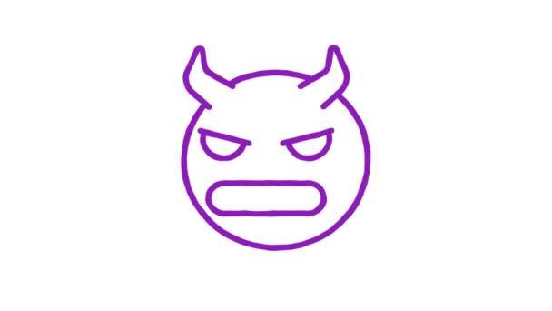 Emoticon Rogami Pokazuje Nie Animowany Emotikon Bazgrołów Kanał Alpha Animacja — Wideo stockowe