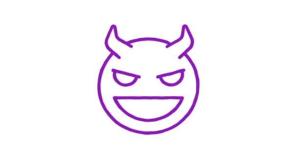 Emoticon Rogami Uśmiecha Się Szeroko Animowany Emotikon Bazgrołów Kanał Alpha — Wideo stockowe