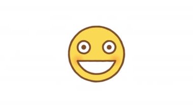 Güneş açık gözlerle geniş bir şekilde gülümser. Alfa kanalı. Döngülü canlandırma