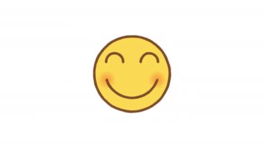 Güneş kapalı gözlerle gülümsüyor. Alfa kanalı. Döngülü canlandırma